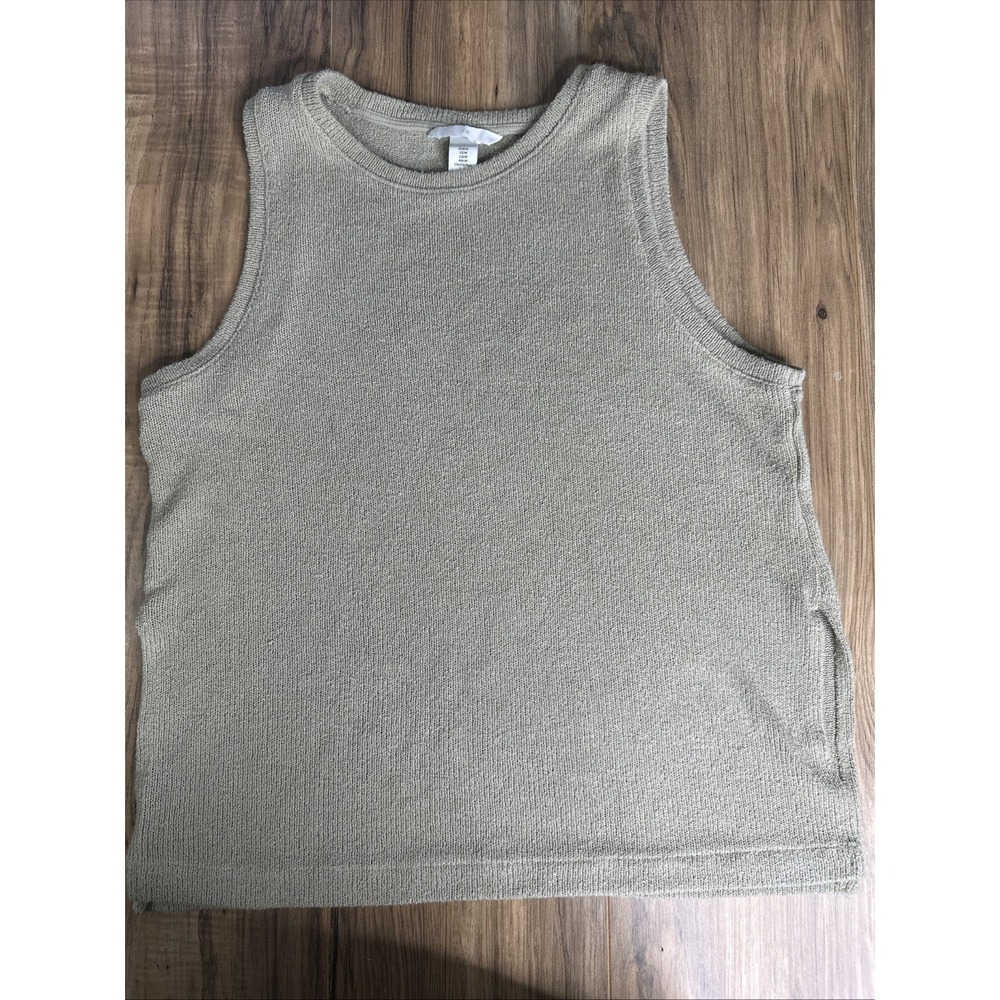 H&M Women's Tank Top Size Medium Brown‎ Slit Side Short Sleeve